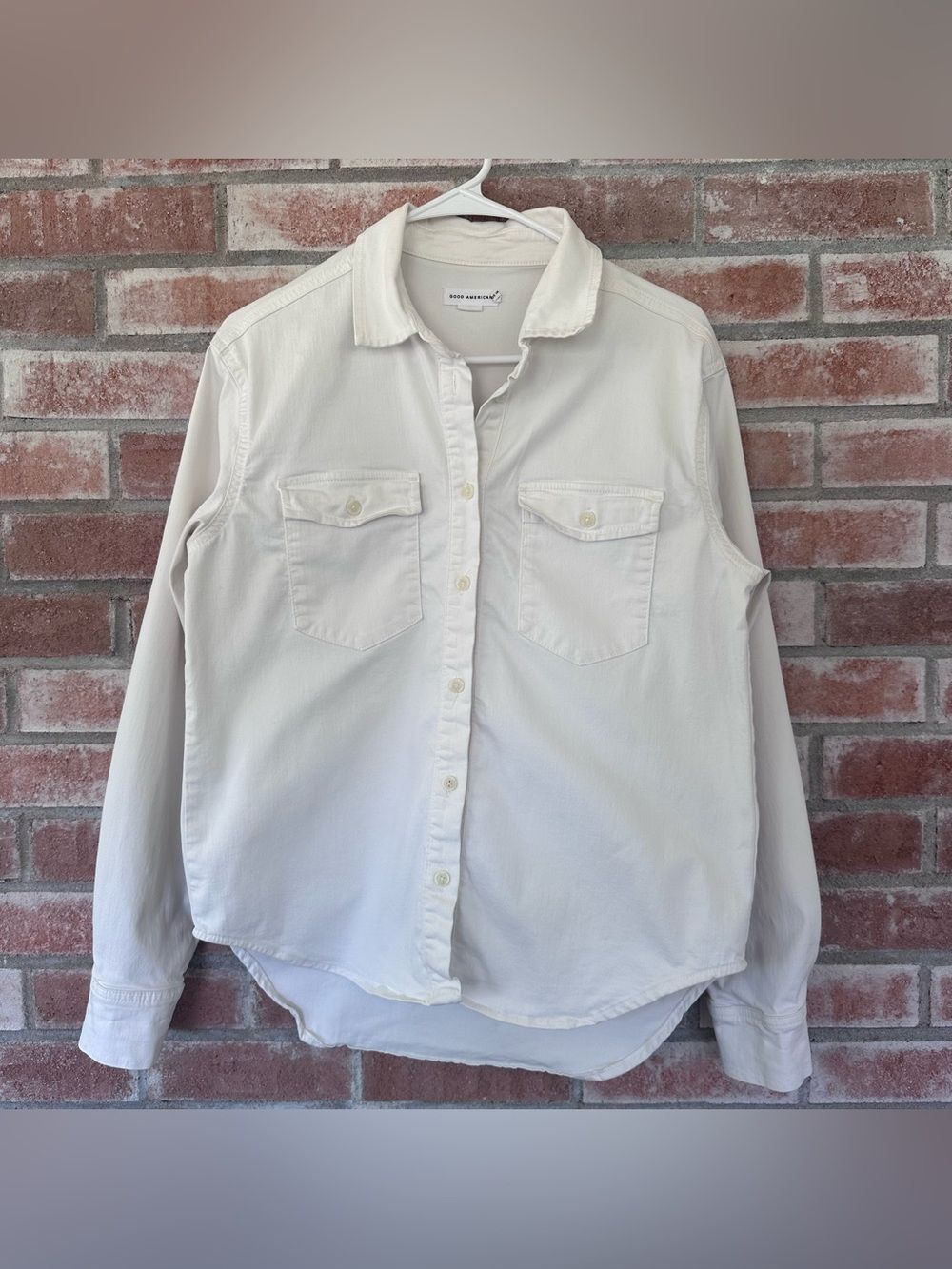 Good American Denim Jacket Shirt Shacket Women’s Small White Americana Classic